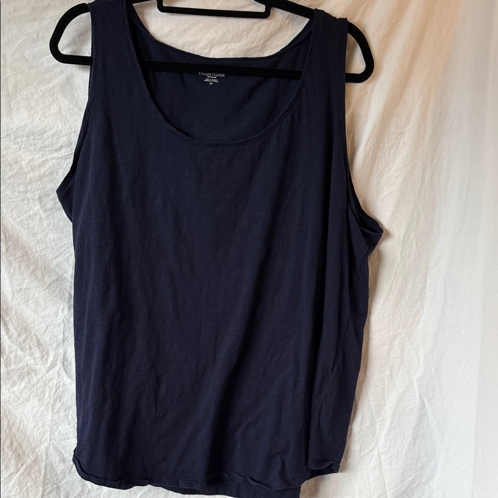 Eileen Fisher Woman Deep Blue Organic Cotton Women's Tank Top Size 3X